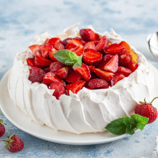 Pavlova with fresh strawberries