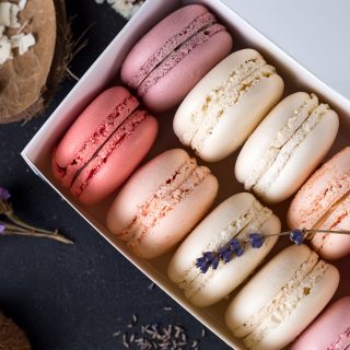 delicious macarons in a box