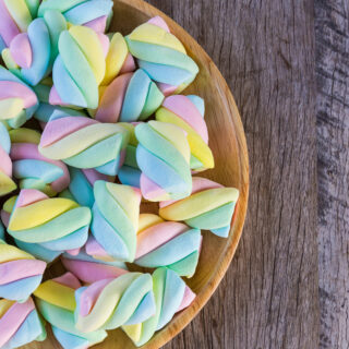 a plate of marshmellows made with glucose fructose syrups